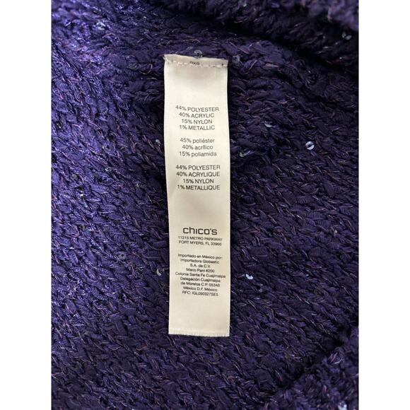 Chico's Women’s Size 0 Small Sequin Sweater Pullover Festive Glam Purple Whimsy - Picture 8 of 11